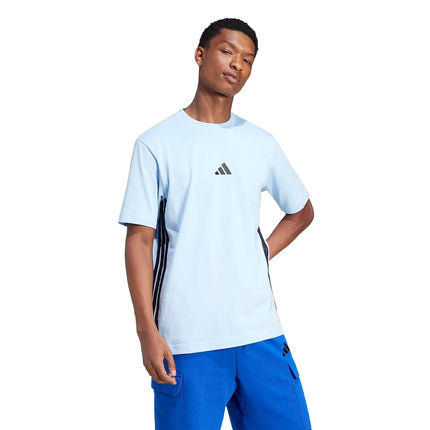 Adidas Mens Essentials Single Jersey 3-Stripes T-Shirt, Blue/Black, XX-S