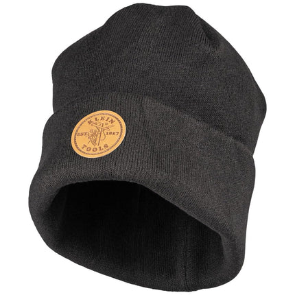 KLEIN TOOLS Heavy Knit Hat with Wide Cuff, Black, One Size Fits Most, Black, One Size