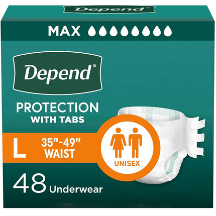Depend Incontinence Protection with Tabs, Maximum 