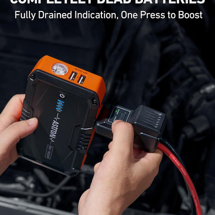 AstroAI S8 Car Battery Booster Jump Starter Power Pack (up to 6.0L Petrol & 3.0L Diesel Engines), Portable Car Jump Starter Power Bank for 12V Vehicles, Motorcycle, with Smart Jump Leads and LED Torch
