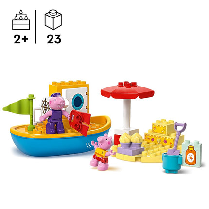 LEGO DUPLO Peppa Pig Boat Trip Toy, Early Development Toddler Toy for 2+ Year Old Boys & Girls, with Two Animal Figures, Spade, Bucket, Umbrella, Summer Activity Set, Treat Idea, Kids' Toys 10432