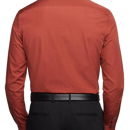 Van Heusen Men's Dress Shirt Regular Fit Poplin Solid, Persimmon, 15.5" Neck 34"-35" Sleeve