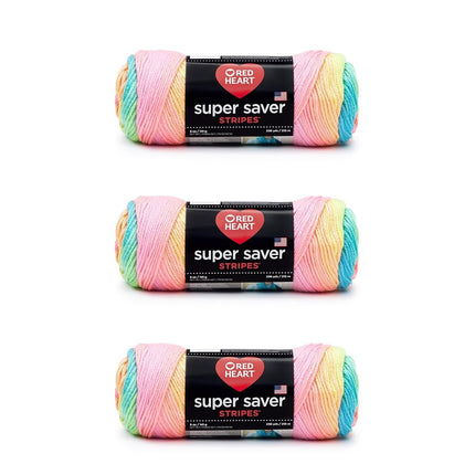 Red Heart Super Saver Retro Stripe Yarn - 3 Pack o