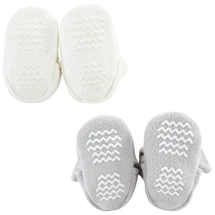 Chaussettes-chaussons en molleton à motif animal pour bébé fille Hudson Baby, lot de 2, éléphant/girafe gris, 18-24 mois