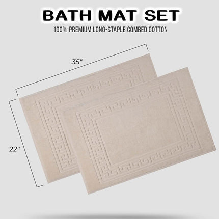 Tapis de bain Superior MAT IV, 100 % coton peigné de première qualité à fibres longues, lot de 2 tapis de bain, couleur ivoire