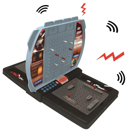Lexibook Batalla Naval Parlante (francés, inglés, español, portugués), juego de mesa electrónico 1 o 2 jugadores, interactivo, efectos de luz y sonido, estrategia, funciona con pilas, gris/negro, GT2800US