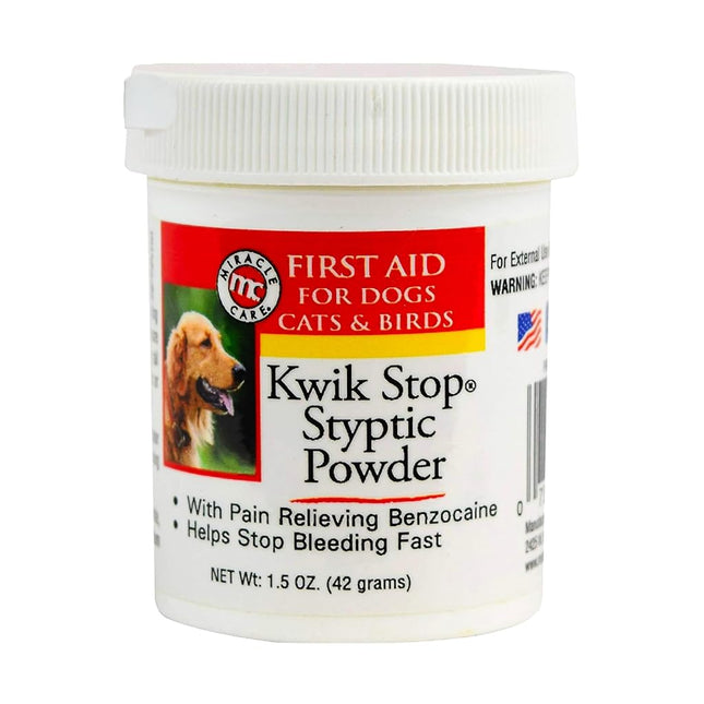 Miracle Care Kwik Stop Styptic Powder for Dogs, Cats, and Birds, 1.5 Ounce