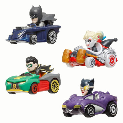Hot Wheels RacerVerse, Set of 4 Die-Cars 1:64 Scale Toy Cars Optimized for Driving on Hot Wheels Tracks with Pop Culture Characters as Drivers, HKD33