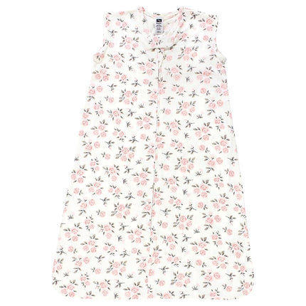 Hudson Baby Unisex Baby Cotton Sleeveless Wearable Sleeping Bag, Sack, Blanket, Neutral Pink Floral, 18-24 Months