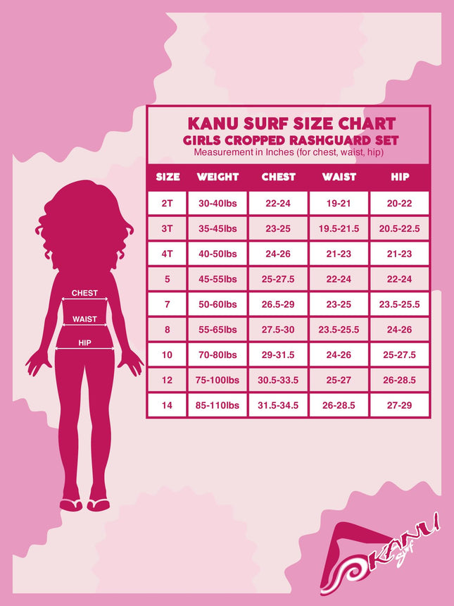 Kanu Surf Girls' Long Sleeve Rashguard UPF 50+ Two Piece Swim Set, Camille Crop Multi, 10