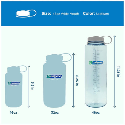 Nalgene Sustain Tritan BPA-Free Water Bottle Made with Material Derived from 50% Plastic Waste, 48 OZ, Wide Mouth, Seafoam