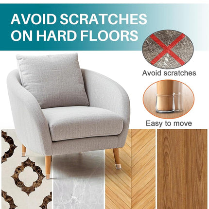24 Pcs Chair Leg Floor Protectors Round, Silicone Felt Furniture Leg Pads Caps Covers for Hardwood Floors (Fit 15/16" to 1-5/16")