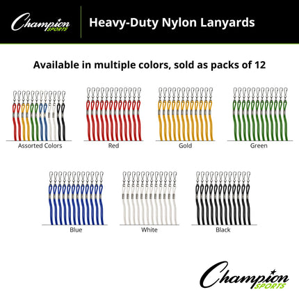 Cordones de nailon Champion Sports con clip de gancho en J, blancos - Paquete de 12 (tarjeta de venta al por menor)