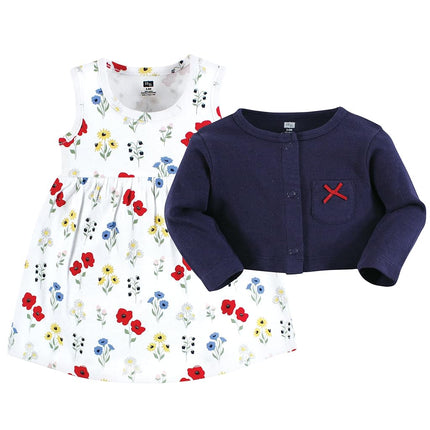 Ensemble robe et cardigan en coton Hudson Baby pour bébés filles, motif Wildflower, 3-6 mois