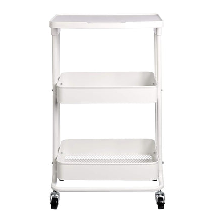 Amazon Basics 2-Tier Metal Kitchen/Utility Cart with Shelf, White
