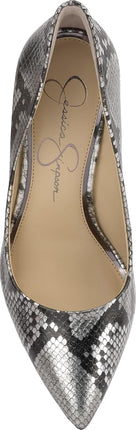 Jessica Simpson Women's Cambredge Pointed Toe Pump, Chrome Metallic Snake, 8