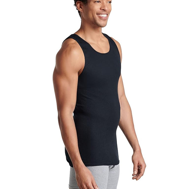 Fruit of the Loom Men's Lightweight Active Cotton Blend Undershirts, 8 Pack-Black/Grey, S (Pack of 8)