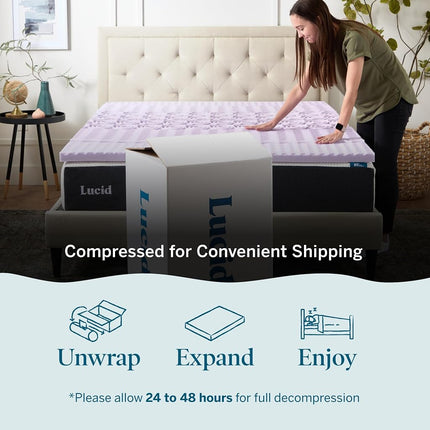 LUCID Mattress Topper, Foam, Lavender, Twin