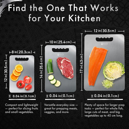 HIBINO Titanium Cutting Board | 99.5% Pure Japanese Titanium Chopping Board | Double-Sided, Non-Toxic, Lightweight & Dishwasher Safe | M Size | Made in Japan | Non-Slip Mat | Kitchen, BBQ & Camping