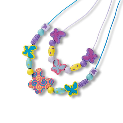 Melissa & Doug Created by Me! Butterfly Beads Wooden Bead Kit, 150+ Beads for Jewellery-Making
