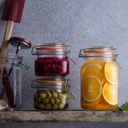 Kilner Square Clip Top Jar 0.5 Litre (500ml) Airtight Glass Jar for Storing Chutneys Pickled Fruits Rice Lentils Dry Foods