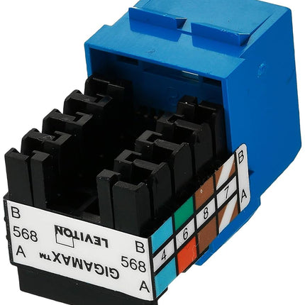 Leviton 5G108-AL5 Cat 5e 8-Wire QuickPort Adaptor Jack, Blue, 10-Pack