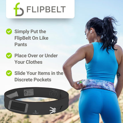 FlipBelt Level Terrain Waist Pouch, Carbon, Large/32-35