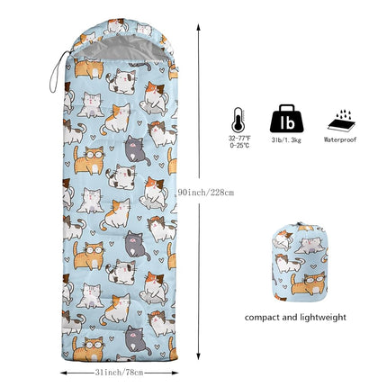 QOOMO Rainbow Waterproof Sleeping Bags for Adults & Kids,Printed Camping Sleeping Bags, 10 Season Warm & Cool Weather,Lightweight,Traveling,and Outdoors,Camping Gear Equipment,31x90inch