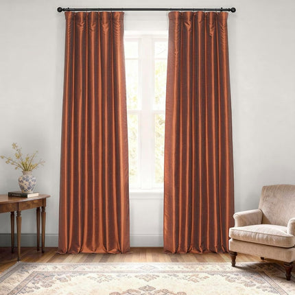 HPD Half Price Drapes Faux Silk Blackout Curtains 84 Inches Long for Bedroom & Living Room Vintage Textured Blackout Curtain (1 Panel), 50W x 84L, Copper Kettle