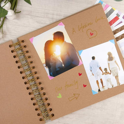DIY Scrapbook Photo Album Hardcover Kraft Blank Page Wedding and Anniversary Photo Album Family Scrapbook, Yellow, 8 Inch