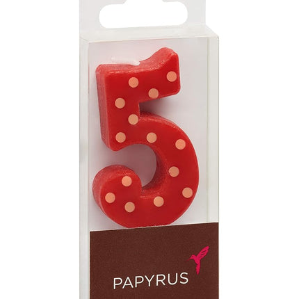 Lot de bougies d'anniversaire Papyrus Premium, à pois rouges (chiffres de 0 à 9, 10 pièces)