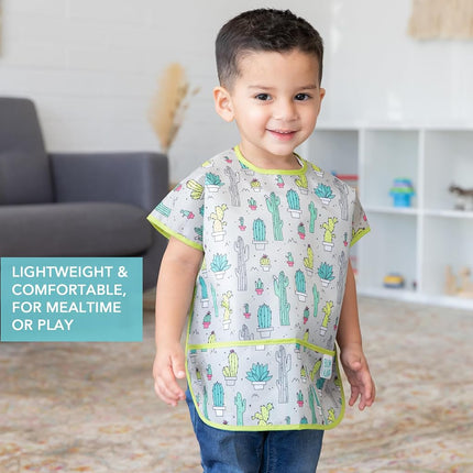 Bumkins Junior Bib, Adjustable Hook & Loop Closure, Catch-All Pocket, Baby-Led Weaning, Waterproof, Machine Washable, Stain & Odour Resistant, BPA Free, 1-3 Years, Cacti Design