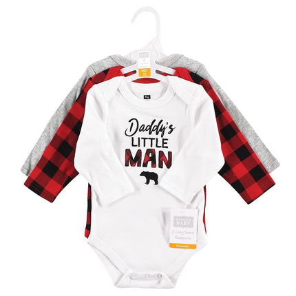 Hudson Baby unisex-baby Cotton Long-sleeve Bodysuits, Buffalo Plaid Family, 9-12 Months