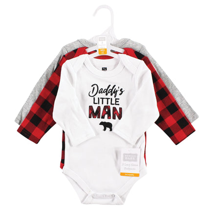 Hudson Baby unisex-baby Cotton Long-sleeve Bodysuits, Buffalo Plaid Family, 9-12 Months