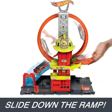 Hot Wheels City Super Loop Fire Station Playset & 1 Car