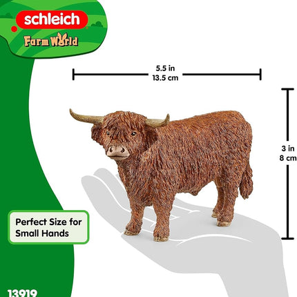 Schleich Farm World - Highland Bull Toy Figurine - Kids Ages 3+ | 13919