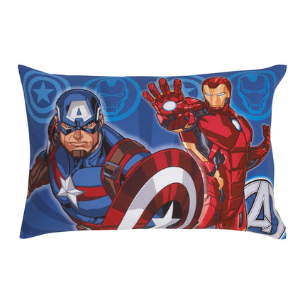 Juego de cama de 4 piezas para niños pequeños de Marvel Avengers Team Blue, Red, and Green Hulk, Captain America, Iron Man y Thor - Edredón, sábana bajera, sábana encimera y funda de almohada reversible