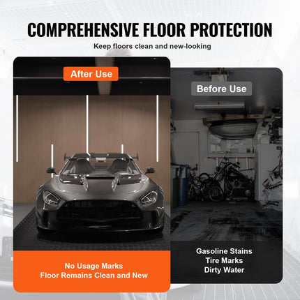 VEVOR Garage Floor Mat, 204.72 x 43.31 inch PVC Garage Flooring Roll, Non-Slip Diamond Texture, 123.14 sq.ft Covering Space, Garage Mats for Under Cars, for Gyms Boats Car Trailer, Black