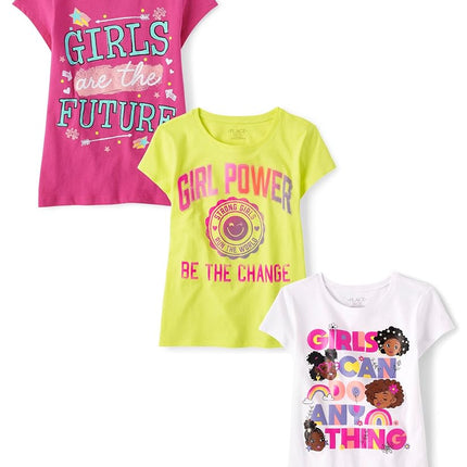 The Children's Place Girl Power Short Sleeve Graphic T-Shirts,multipacks, Girl Power 3-Pack, Large