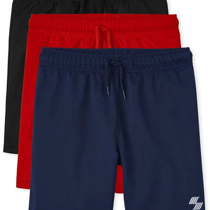 Shorts de basketball pour garçons The Children's Place, noir/Cupids Arrow/Tidal - paquet de 3, TTRG