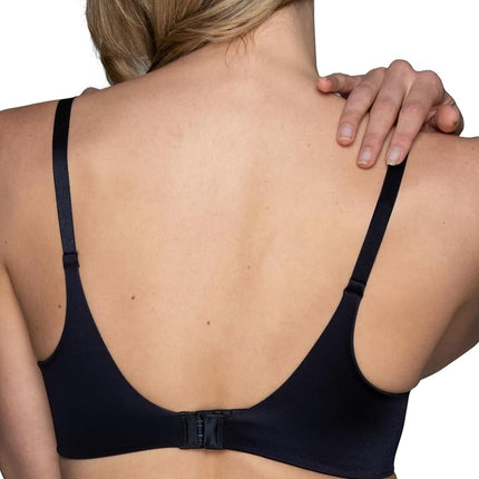 Vanity Fair Women's Full Coverage Beauty Back Smoothing Bra, 4-Way Stretch Fabric, Lightly Lined Cups Up to Dd, Sheer, Underwire-Black, 36B