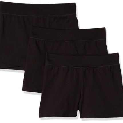 Hanes Little Girls' Jersey Short (Pack of 3), Ebon