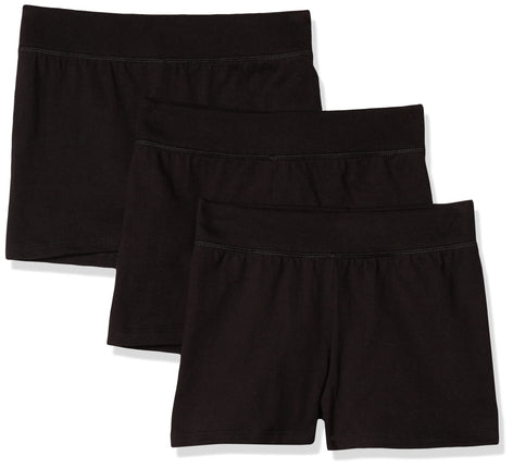 Hanes Little Girls' Jersey Short (Pack of 3), Ebon