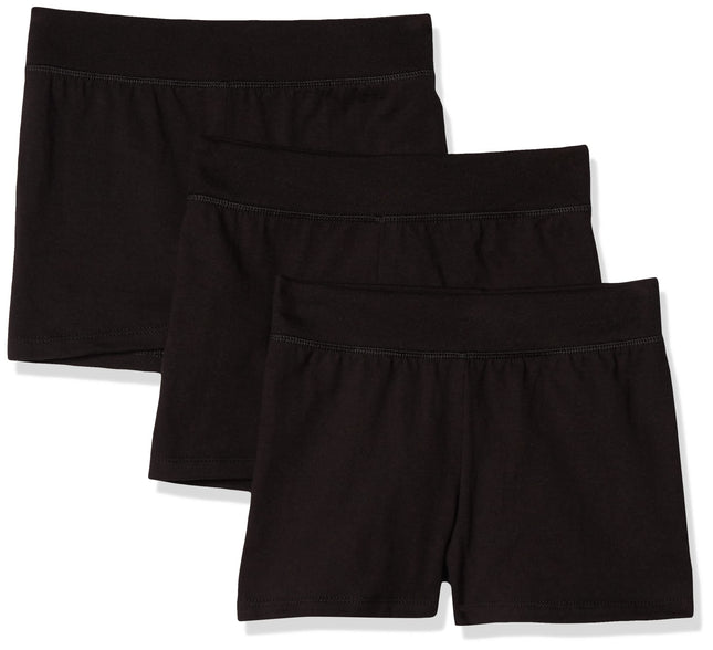 Hanes Little Girls' Jersey Short (Pack of 3), Ebon