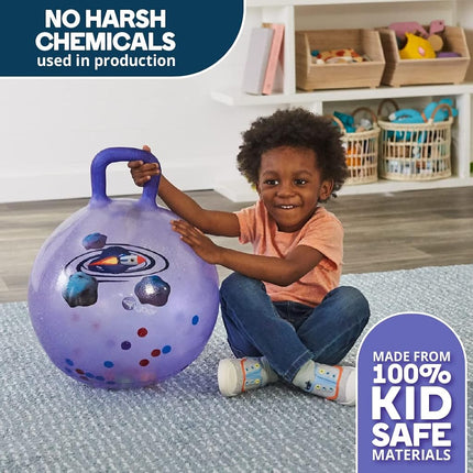 Flybar Hopper Ball for Kids, Inflatable Bouncy Ride-On Ball w/Handle for Indoor & Outdoor Active Play, Includes Pump, Jump Toy for Boys & Girls, Supports Up to 165 lbs, Ages 3+, 18-Inch, Small
