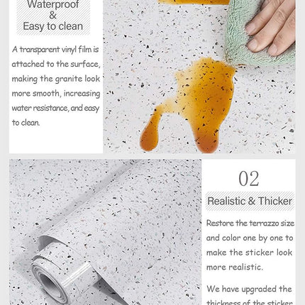 MelunMer Glossy Marble Contact Paper for Countertops Peel and Stick Wallpaper for Kitchen Waterproof Granite White Marble Sticker Self Adhesive Removable Wallpaper 591”×15.7” Easy to Install & Clean