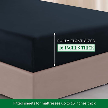 Elegant Comfort 1500 Thread Count Egyptian Quality 4-Piece Bed Sheet Sets, Deep Pockets - Luxurious Wrinkle Free & Fade Resistant, King, Black