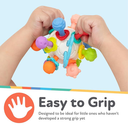 Nuby Twist Ball with Rattle and Bright Colours - Sensory Toy - Promotes Fine Motor Skills - From 3 Months
