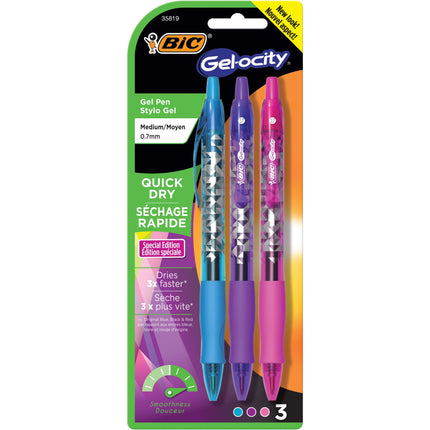 BIC Gel-ocity Quick Dry Retractable Gel Pen, Mediu