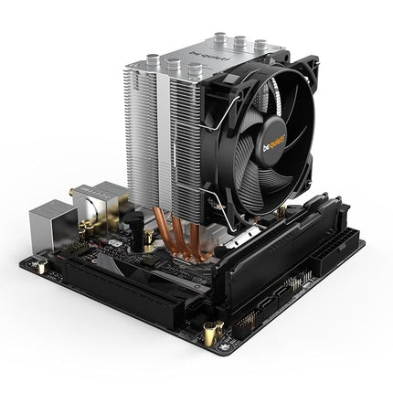 be quiet! Pure Rock Slim 2 air cooler, high cooling efficiency, optimized AMD mounting, easy installation, full configuration of RAM memory banks, three 6mm heat pipes, Pure Wings 2 92mm PWM fan